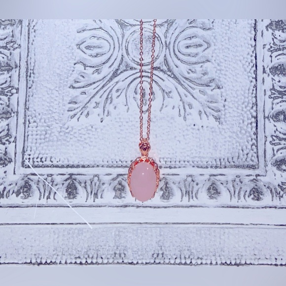 NWOT Necklace/Ring Set in Glamour Pink & Rose Gold Fill- Artificial Quartz Gems - Picture 2 of 16